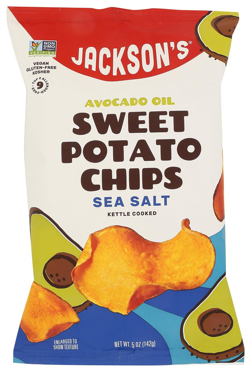 JACKSONS CHIPS Jackson's Avocado Oil Kettle Cooked Sweet Potato Chips, Sea Salt, 5 oz