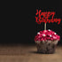 Pack of 48 Pre-Assembled Red Glitter Happy Birthday Cupcake Toppers, Cake Food Fruit Picks for Birthday Party Decoration