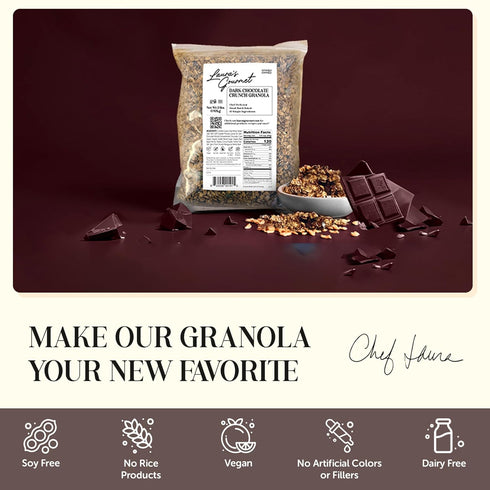 2 lb, Laura's Gourmet Granola Dark Chocolate Crunch, Gluten-Free Oats, Vegan, Dairy & Soy Free Snack, Organic Agave