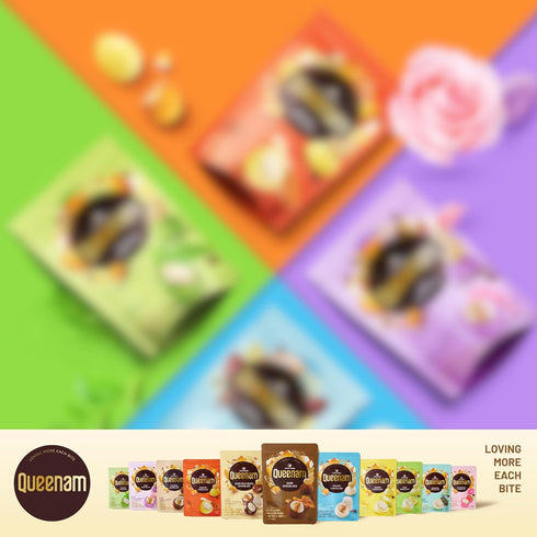 Queenam Premium Vietnamese Chocolate Flavored Nuts Natural Fruit Flavor Healthy Snack with Almond, Macadamia & Cashew