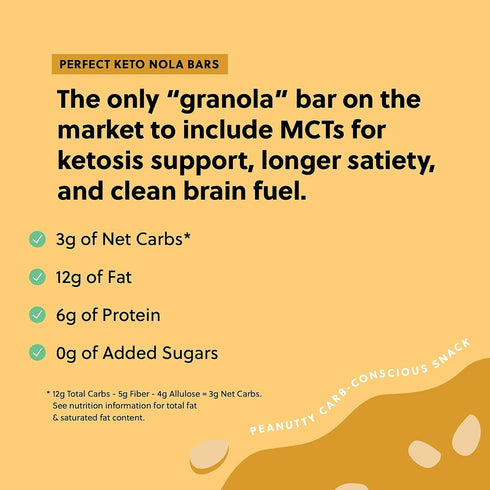 8 32g Perfect Keto Nola Bars | Gluten-Free Keto Granola Bars with Zero Added Sugar | Enjoy a Chewier, Nuttier