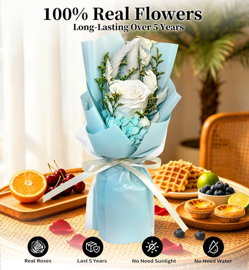 Preserved Flowers Bouquet,Flowers For Delivery,White Rose Bouquets,Birthday Flowers Gifts For Women Mom Grandma Wife