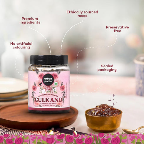 10.58 Oz/300g Urban Platter Gulkand | | Pure Rose Petal Jam | Sun Dried Rose Blend with Sugar | Natural Cooling