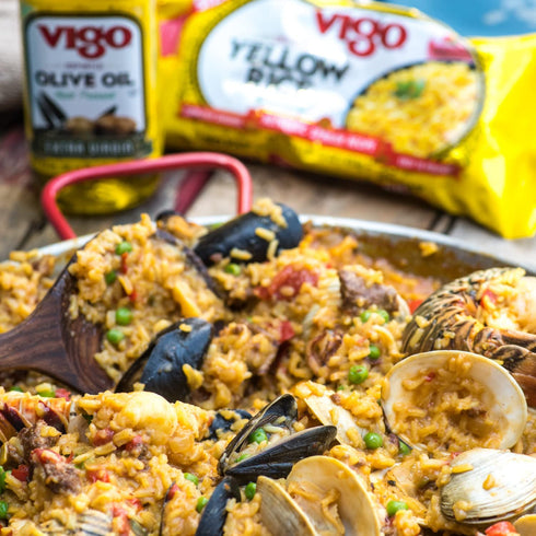 19 (Pack 6)) Vigo Authentic Paella Valenciana, Yellow Rice & Seafood Dinner, Spanish Recipe (Yellow Rice & Seafood