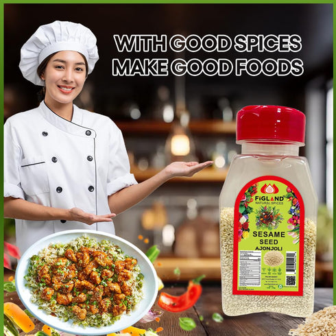 FIGLAND Packed 6oz Natural Sesame Seeds Premium Ajonjoli, Pure Natural Hulled Sesame Seed for Cooking, Baking