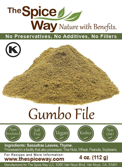 The Spice Way Gumbo File, 4 oz, Made with Premium Ground Sassafras Leaves