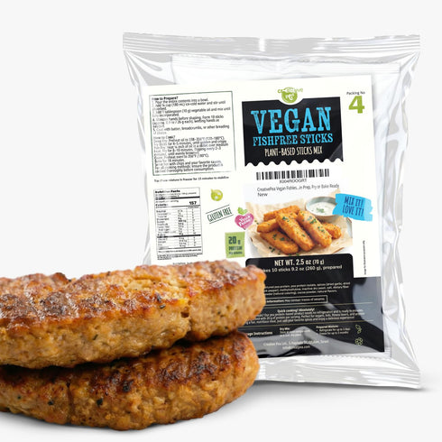 4-Pack ~1 Creative Pea Fish-Style Mix | Makes kg | Shelf-Stable Vegan Protein | Just Add Water & Oil | Easy Fish Cakes