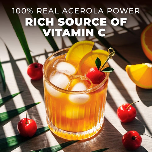 1.1 lb (17.64 oz), 52 Gya Tea Co Acerola Cherry Powder Servings, - Natural Vitamin C Superfood Acerola Powder