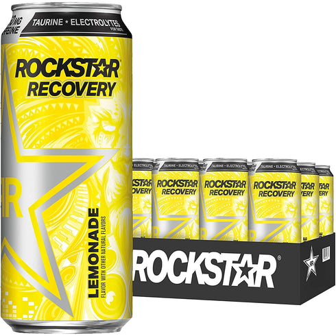 Rockstar Recovery Energy + Hydration Non Carbonated Energy Drinks (Lemonade, 12 Cans)