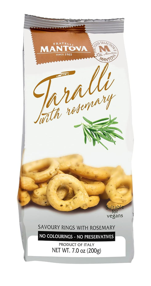 Taralli with Olive Oil and Rosemary from Puglia, Italy. (Pack of 2),