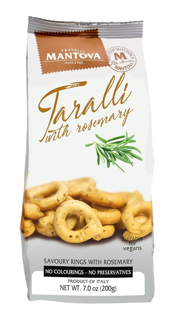 Taralli with Olive Oil and Rosemary from Puglia, Italy. (Pack of 2),