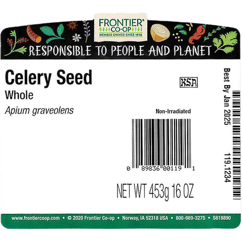 Frontier Co-op Celery Seed Whole, Kosher | 1 lb. Bulk Bag | Apium graveolens L.