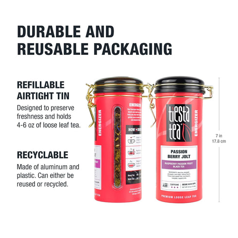 50 4oz Tiesta Tea - Passion Berry Jolt, Loose Leaf, Raspberry Passion Fruit Black Tea, Premium Caffeinated Blend, Make