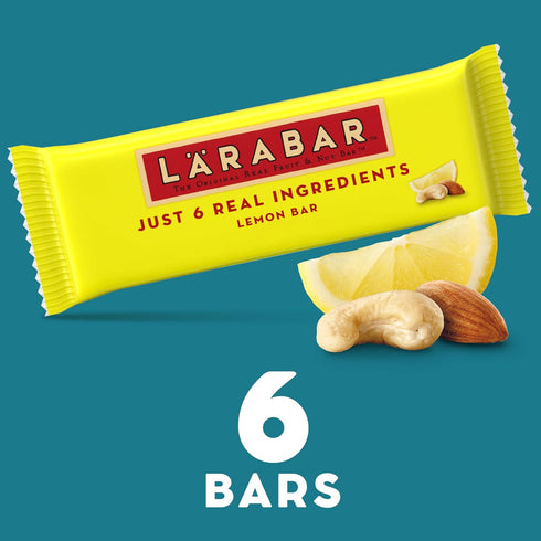 9.6 oz, 6 Larabar Lemon Bar Fruit and Nut Bars, Gluten Free and Vegan, Ct