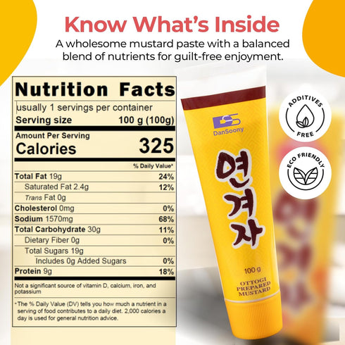 7.06oz(2pack) DANSOONY Hot Spicy Korean Yellow Mustard Sauce, Premium Tube Paste