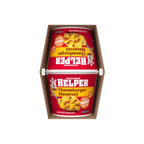 (2 oz 12 Pack) 4 Hamburger Helper Cheeseburger Macaroni Microwave Cup - No Artificial Flavors, Ready in Minutes, Quick