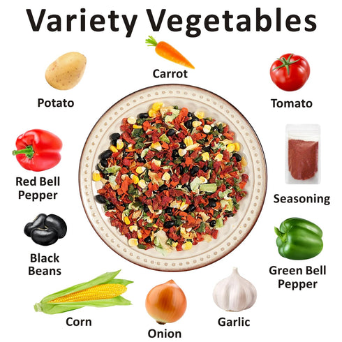16 oz Yimi Spicy Ramen Toppings, Dehydrated Freeze Dried Vegetables Mix, Black Beans Tortilla Soup, Dry Veggie Flakes