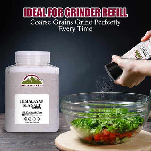 5 lb Himalayan Chef Coarse Grain Himalayan Sea Salt, Jar - Pure, Natural, Non-GMO, Kosher, Ideal for Cooking, Baking