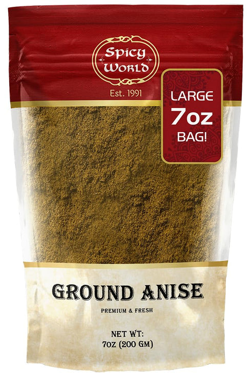 Spicy World Ground Anise Powder, 7 Ounce - Pure & Natural, Great for Baking, Cooking, and Tea