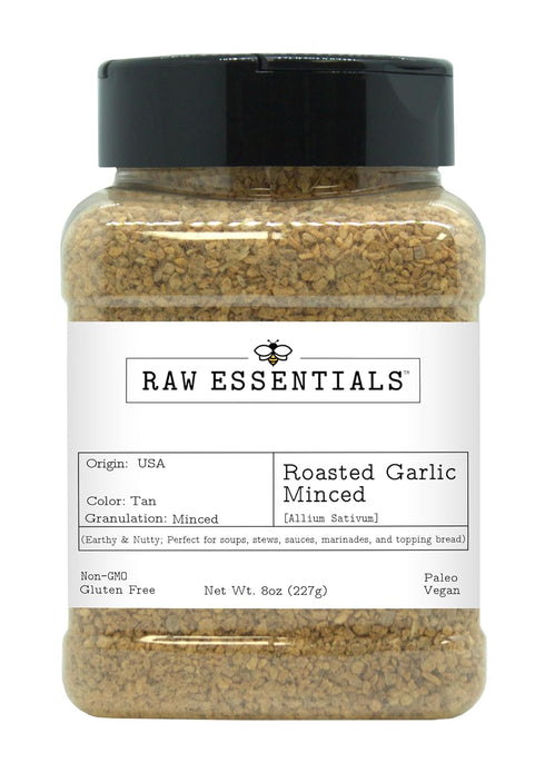 Raw Essentials Roasted Minced Garlic Dehydrated Earthy & Nutty Flavor All Purpose