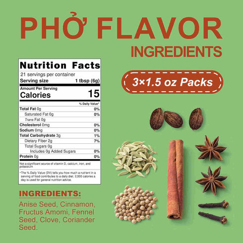 Jayuss 1.5 oz 3 Packs, 4.5 oz Pho Spice Bag Seasoning, Authentic Vietnamese Spice Blend with All-Natural Plant-Based