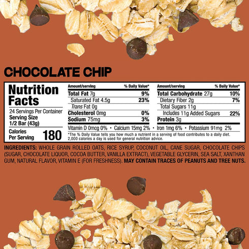 Pack 12 Bobo's Chocolate Chip Oat Bars, Gluten Free, Non-GMO, Whole Grain Oats, of | Snack Bars | On-the-Go | Made