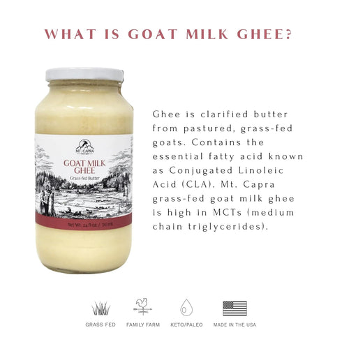30 142 24 oz Mt. Capra Goat Milk Ghee | Grass-Fed Clarified Butter High in MCT Oil Perfect for Bulletproof Coffee