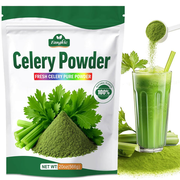 Fangkic Pure Celery Powder 20 oz, Fresh Celery Juice Powder for Drink,