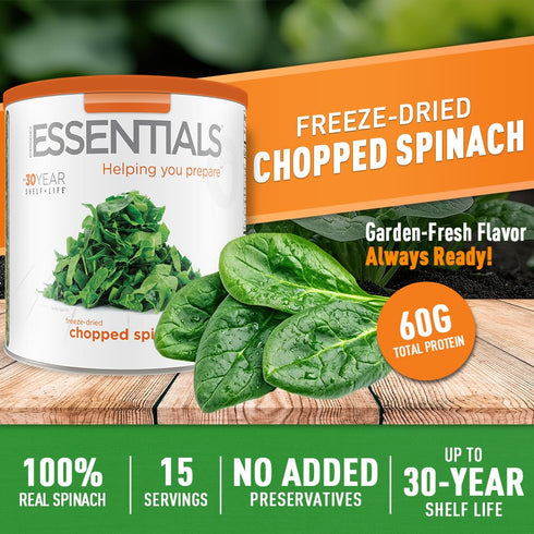 #10 15 Emergency Essentials Freeze-Dried Chopped Spinach | Real Spinach for Everyday Cooking & Long-Term Food Storage |