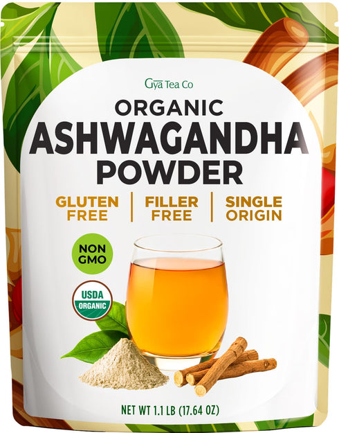 Set 2x1.1 Lb Gya Tea Co Whole Milk Powder & Ashwagandha Powder - Non-GMO & Natural Ingredients - For Smoothies, Baking