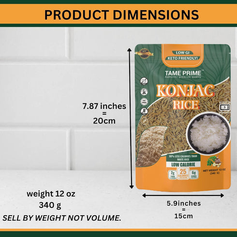 12 oz, GI,80% Tame prime dried Shirataki rice, Konjac rice Keto Friendly,Low less calories than white rice.