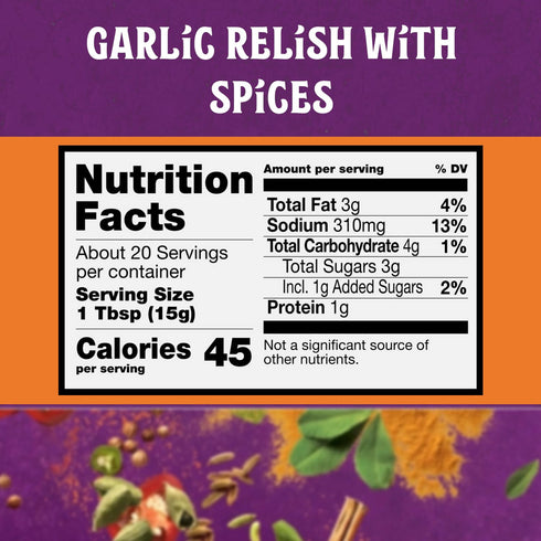 10.6oz (Pack 1) Pataks Garlic Pickle - Authentic Indian Relish w/Garlic Cloves, Raisins & Aromatic Spices - Perfect