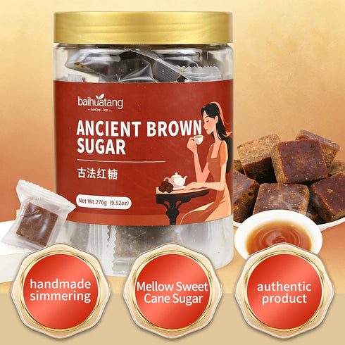 270g Baihuatang Premium Handmade Ancient Brown Sugar for Tea Handmade Chinese Black Sugar Cubes | Ancient Craft
