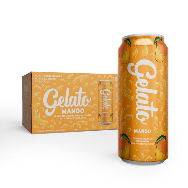 Gelato Mango Sparkling Water - Oxygenated Sparkling Water Packaged in Aluminum Cans