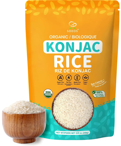 Soeos Organic Konjac Rice, Dried Shirataki Rice, 8.8oz (250g), Gluten Free, Plant-Based,