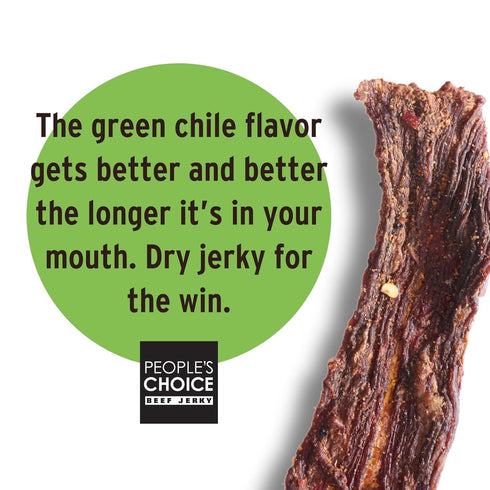 13g 1 (16 oz) Peoples Choice Beef Jerky Carne Seca Hatch Green Chile Protein Sugar Free, Zero Carb, Keto Friendly Dry