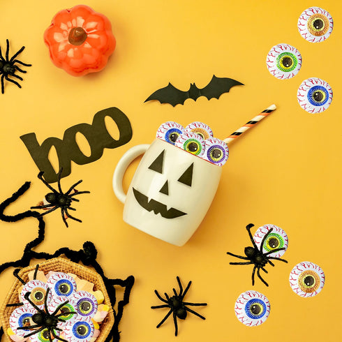 (2 Halloween Peanut Butter Spooky Eye Balls, Trick-Or-Treat Party Bag Fillers, Individually Wrapped in Multi-color Eye