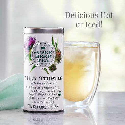 The Republic of Tea Organic Milk Thistle SuperHerb Tea Tin, 36 Herbal Tea Bags, Naturally Caffeine-Free