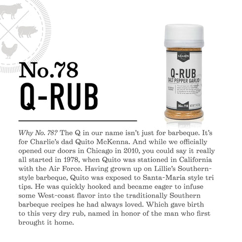 (7.9 oz, 2-Pack) Lillies Q - Q-Rub BBQ Rub, Salt-Based BBQ Rub, All-Purpose Barbeque Rub, Garlic & Black Pepper