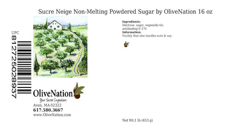 16 Snow White Non-Melting Topping Sugar, OliveNation Sucre Neige Non-Melting Powdered Sugar, No Melt Snow Sugar