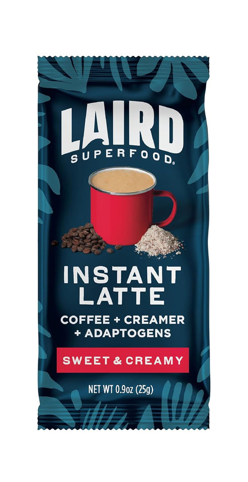 15pk Laird Superfood Instant Latte Sweet & Creamy, Non-Dairy, Superfood Creamer, Gluten Free, Non-GMO, Vegan, Sachets