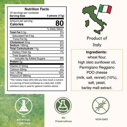 6.17 oz, Pack 2 I Macoritti Special Breadsticks with Parmigiano Reggiano - Authentic Italian Snack, Zero Sugar