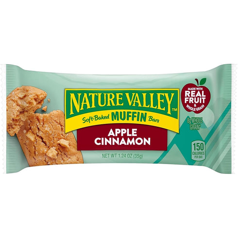5 6.2 OZ (Pack 8) Nature Valley Soft-Baked Muffin Bars, Apple Cinnamon, Snack Bars, Bars
