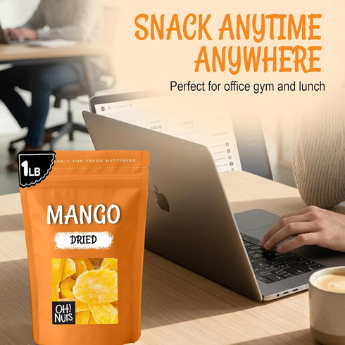 1 lb Packed Oh! Nuts Dried Mango - Dehydrated Mango Slices - Dried Mango Fruit - - in New York Zip-Seal Bag