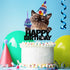 Cat Happy Birthday Cake Topper, Pet Themed Party Black Glitter Decoration Supplies