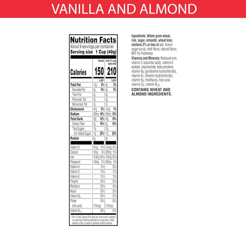 11 12.9oz (1 Special K Cold Breakfast Cereal, Vitamins and Minerals, Made With Real Almonds, Vanilla and Almond, Box