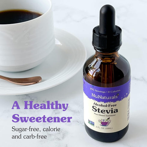 NuNaturals Sugar-Free Liquid Stevia Sweetener - Unflavored, Zero Calorie, Plant-Based