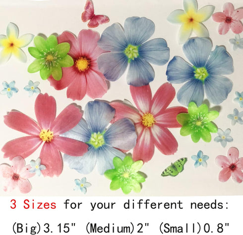 Set of 27 Mixed Size & Colour Edible Flowers & Butterflies Cupcake Toppers Wedding Cake Decoration