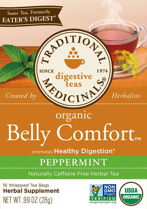 Traditional Medicinals Organic Belly Comfort Peppermint Digestive Tea, 16 Tea Bags (Pack of 1)
