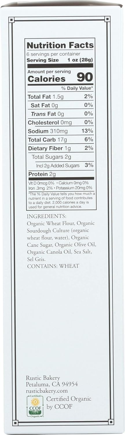 6 Rustic Bakery, Flatbread Sel Gris Organic, Ounce